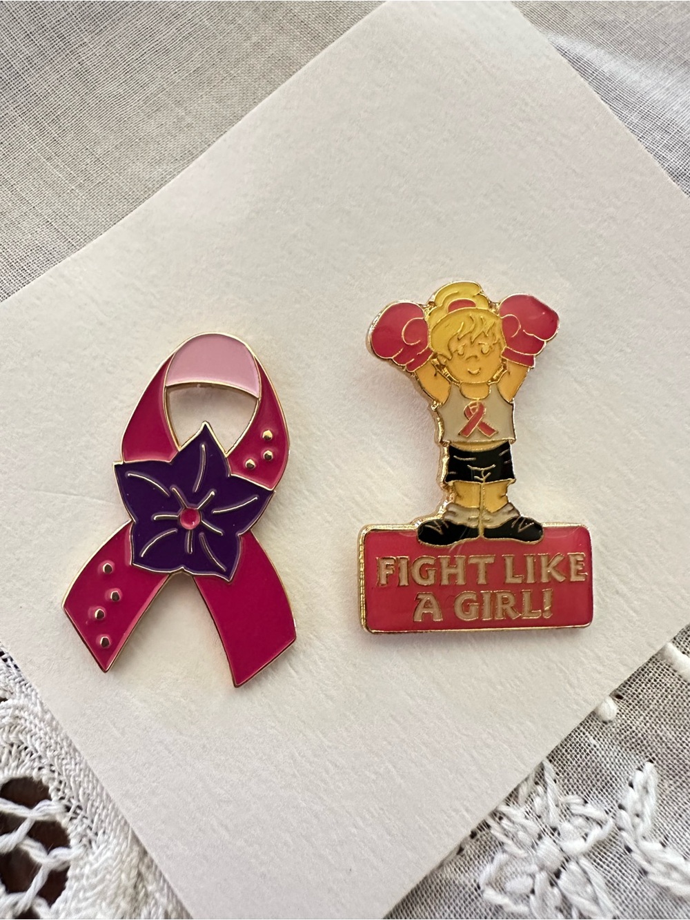 Breast Cancer Awareness Pin Lot Fight Like A Girl Ribbon Pins